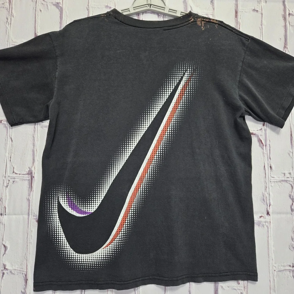 Vintage Nike Air T-Shirt Mens Black Single Stitch Bleached Distressed Thrashed M